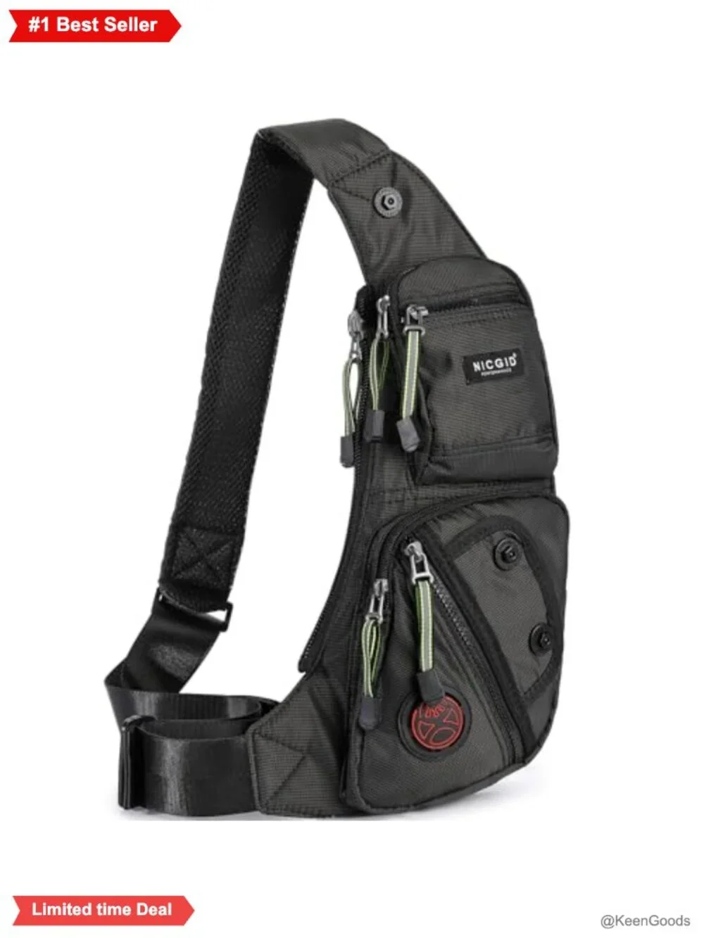 NICGID Sling Bag Chest Shoulder Backpack Crossbody Daypack Nylon